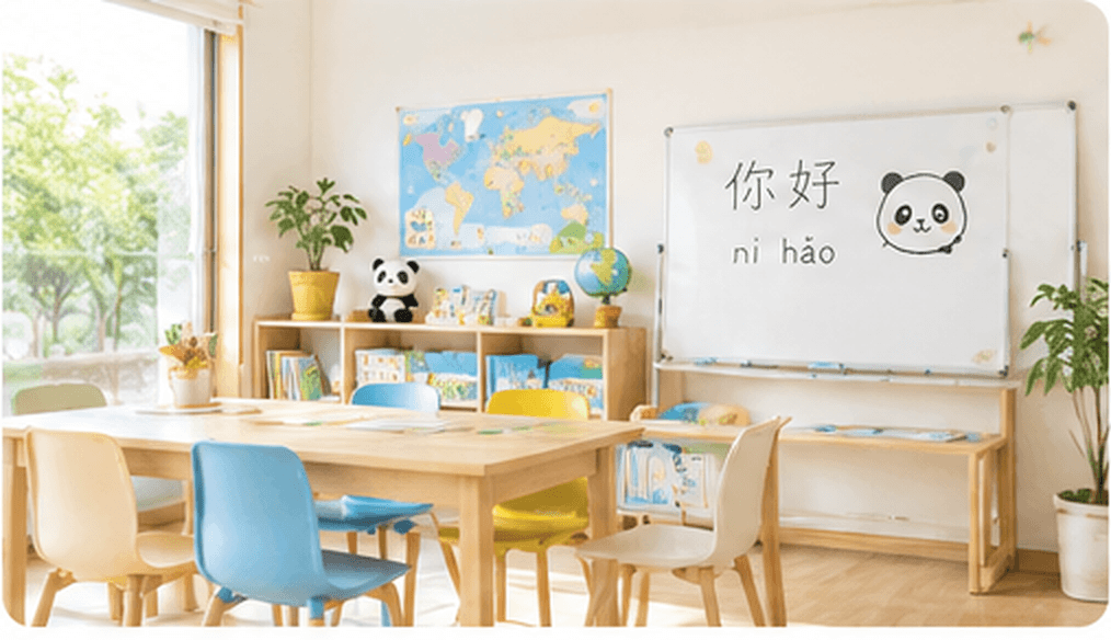 そらいろ親子中国語教室の明るい教室